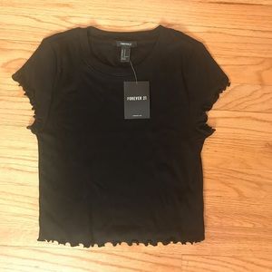 NWT Forever 21 ruffled black crop top
